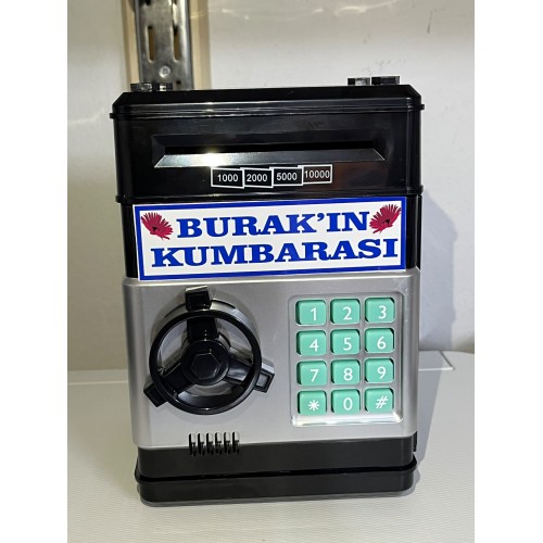 Kişiye Özel İsimli Siyah Şifreli Atm Kasa Kumbara