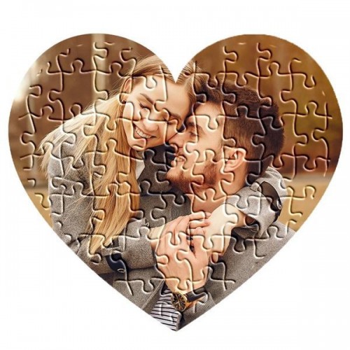 Kişiye Özel Fotoğraflı Kalpli Puzzle