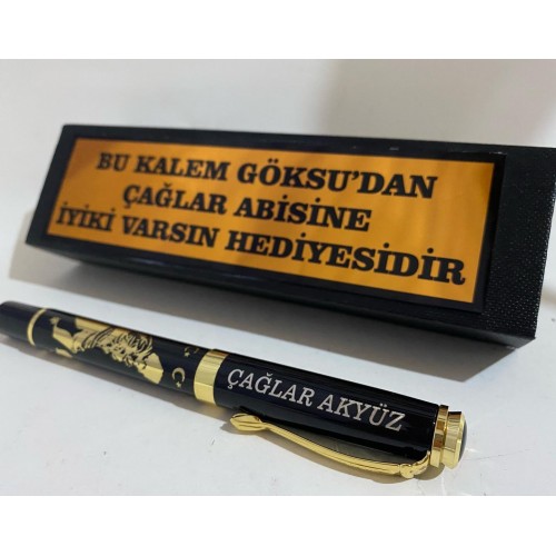 Kişiye Özel Atatürk İmzalı Kutulu Roller Kalem