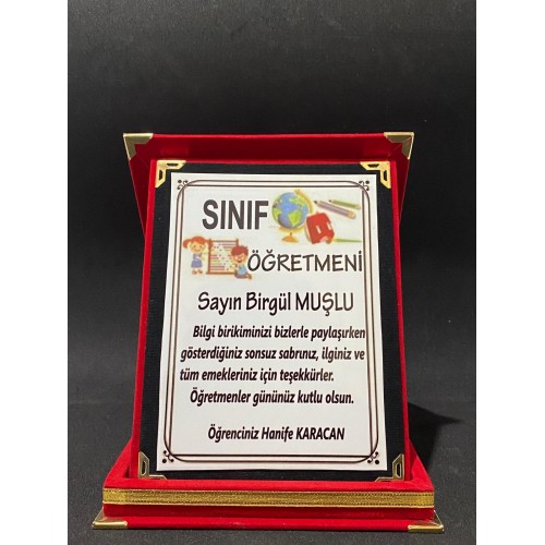 Sınıf Öğretmenlerine Özel Plaket